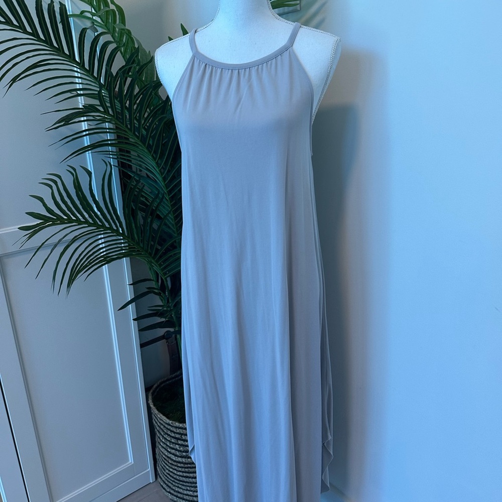 Double Zero Elegant Gray Sleeveless Dress